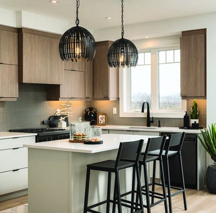 Designer kitchen with quartz island