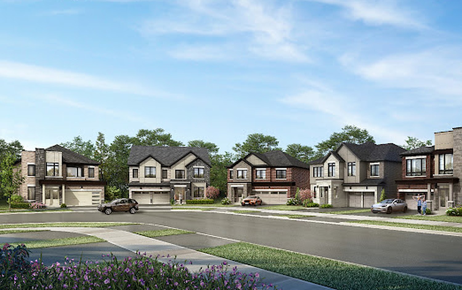 38' & 45' detached homes streetscape at Upper East Side Unionville