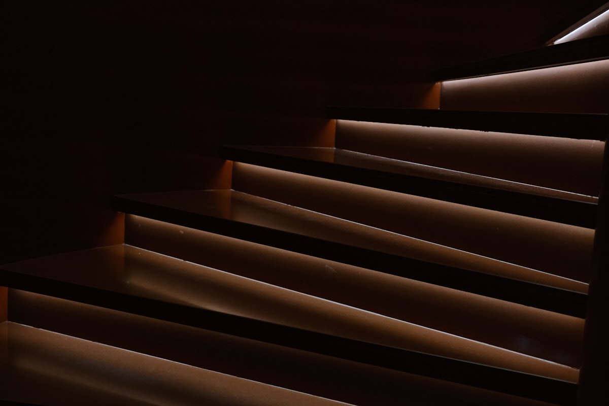Floating Staircase with Backlit LED Under-Tread Lighting